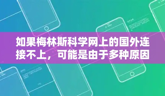 如果梅林斯科学网上的国外连接不上，可能是由于多种原因导致的。以下是一些可能的原因和步骤，帮助你排查问题